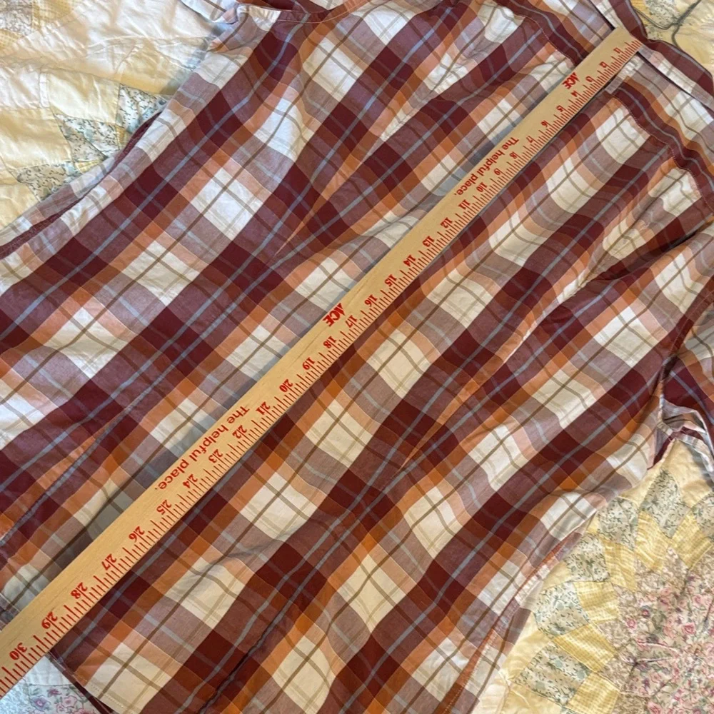 Banana‎ Republic Men's Plaid Shirt - Red, White, and Brown